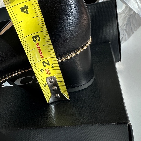 Coach Black Leather Pointed Low Heel Pump with Gold Bead Trim US Size 8B - Picture 15 of 16